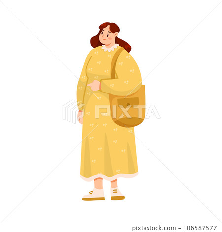 Fat Woman Character with Full Body and Obesity Standing and Smiling Vector Illustration Fat Woman Character with Full Body and Obesity Standing and Smiling Vector Illustration 106587577