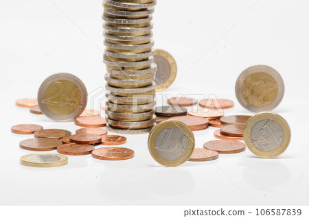 money pile, coin pile, euro, cash money pile, coin pile, euro, cash 106587839