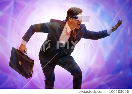 Virtual reality concept with man and VR goggles 106588696