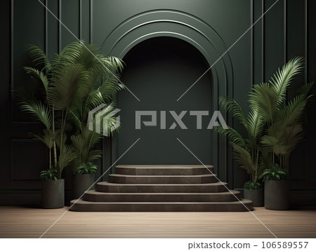 Green door and growing ,caring of plants in garden concept in plain Light background with copy space. 3D rendering for picture frame backgrounds. AI Generative. Green door and growing ,caring of plants in garden concept in plain Light background with copy space. 3D rendering for picture frame backgrounds. AI Generative. 106589557