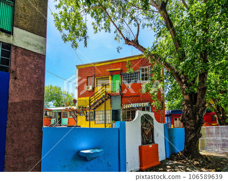 Colorful buildings in Caminito street in La Boca at Buenos Aires, Argentina. 106589639
