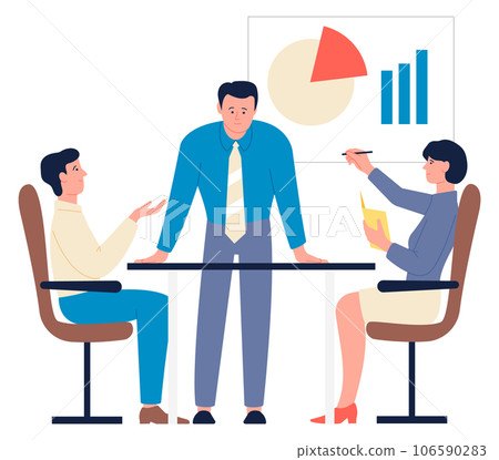 Bussiness meeting. Colleagues discussing financial statistics together 106590283