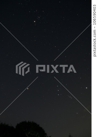 Nagasaka Town, Hokuto, the rising winter constellations, Orion and Aldebaran 106590403