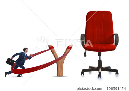 Career concept with businessman launched from slingshot Career concept with businessman launched from slingshot 106591454