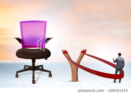 Career concept with businessman launched from slingshot Career concept with businessman launched from slingshot 106591455