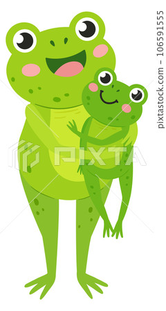 Mother frog with kid. Cute animal family characters 106591555