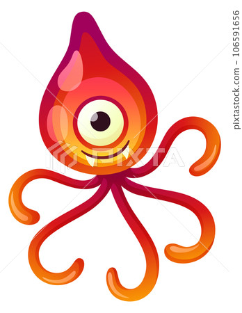 Microbe mascot. Funny cartoon germ. Disease bacteria Microbe mascot. Funny cartoon germ. Disease bacteria 106591656