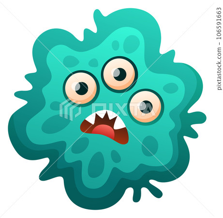 Funny bacteria with scared face. Cartoon disease character Funny bacteria with scared face. Cartoon disease character 106591663