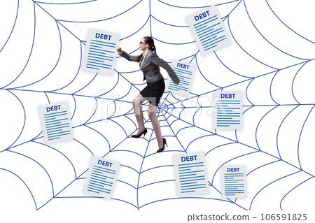 Businesswoman caught in the debt and loan 106591825
