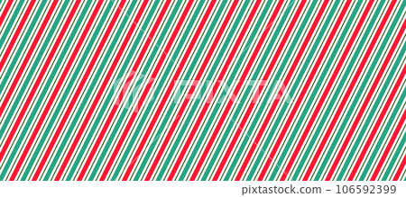 Red and green Christmas seamless pattern. Candy cane diagonal stripes background. Repeating Xmas decoration wallpaper. Winter holidays lines backdrop. peppermint gift wrapping print. Vector Red and green Christmas seamless pattern. Candy cane diagonal stripes background. Repeating Xmas decoration wallpaper. Winter holidays lines backdrop. peppermint gift wrapping print. Vector 106592399