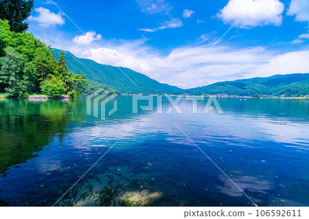 [湖素材]秋天的木崎湖[長野縣] 106592611