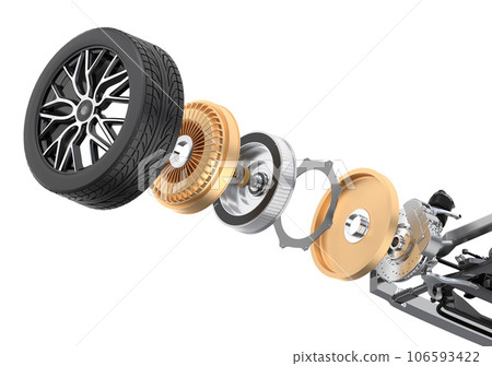 Image of in-wheel motor for electric vehicles (explosion diagram) Image of in-wheel motor for electric vehicles (explosion diagram) 106593422