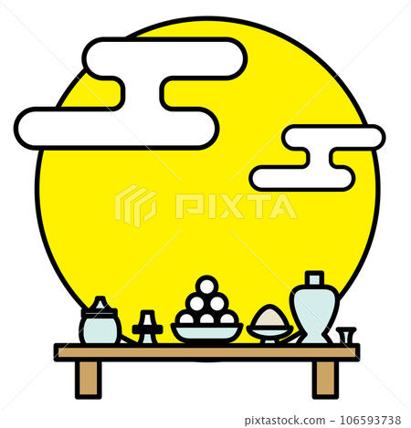 Mid-Autumn Harvest Moon, Offerings, and Clouds 106593738