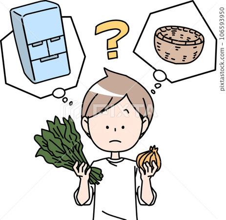 A man thinking about whether to store at room temperature or refrigerate A man thinking about whether to store at room temperature or refrigerate 106593950