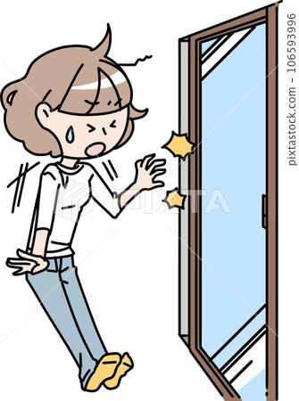 一位女士對靜電感到驚訝 一位女士對靜電感到驚訝 106593996