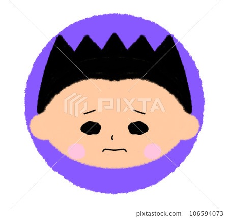 哭泣的男孩臉圖標[圓形彩色圖標] 106594073