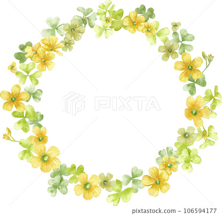 美麗的酢漿草水彩框素材 106594177