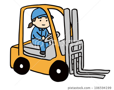 駕駛叉車的工作服的婦女 106594199