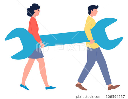 People carrying big wrench. Fix service workers People carrying big wrench. Fix service workers 106594237