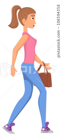 Woman walking. Beautiful young person in casual style 106594358