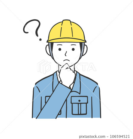 感到疑惑的工人插畫素材 106594521