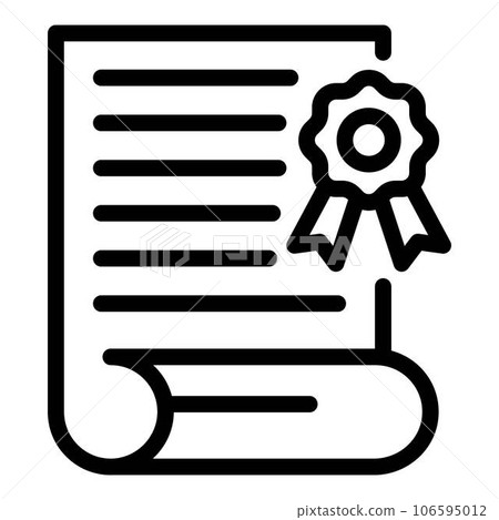 College graduation diploma icon. Outline college graduation diploma vector icon for web design isolated on white background College graduation diploma icon. Outline college graduation diploma vector icon for web design isolated on white background 106595012