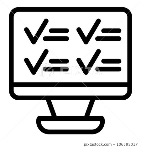 Computer final exam icon. Outline computer final exam vector icon for web design isolated on white background Computer final exam icon. Outline computer final exam vector icon for web design isolated on white background 106595017