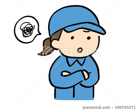 穿著工作服的不滿女人 106595071