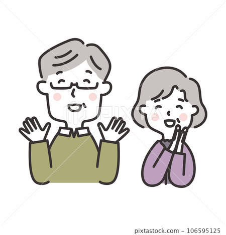 Illustration of an elderly couple rejoicing Front view 106595125