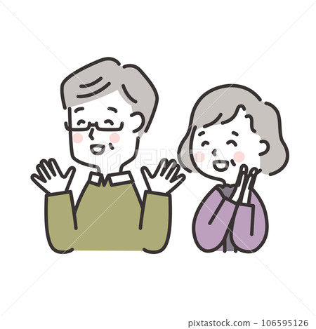 Illustration of an elderly couple who is overjoyed Diagonal 106595126