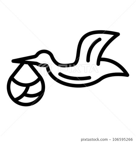 Flying baby stork icon. Outline flying baby stork vector icon for web design isolated on white background 106595266