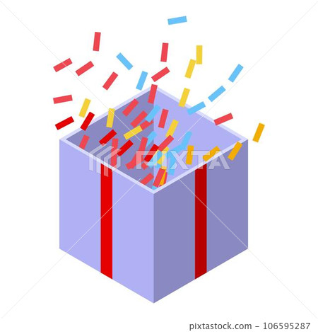 Confetti gift box icon. Isometric of confetti gift box vector icon for web design isolated on white background 106595287