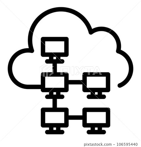 Computer network data cloud icon. Outline computer network data cloud vector icon for web design isolated on white background 106595440