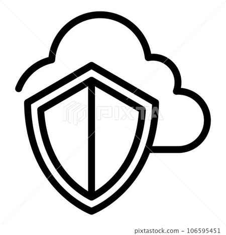 Data cloud shield icon. Outline data cloud shield vector icon for web design isolated on white background Data cloud shield icon. Outline data cloud shield vector icon for web design isolated on white background 106595451
