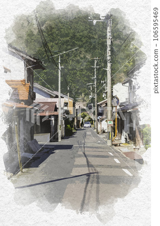 Watercolor-style Chizu Traffic Inaba Highway Chizu-cho, Yazu-gun, Tottori Prefecture 106595469
