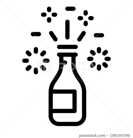 Festive bottle of champagne icon. Outline festive bottle of champagne vector icon for web design isolated on white background Festive bottle of champagne icon. Outline festive bottle of champagne vector icon for web design isolated on white background 106595590