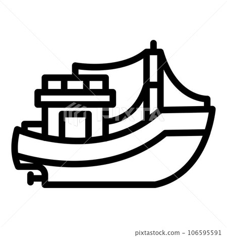 Wood fishing vessel icon. Outline wood fishing vessel vector icon for web design isolated on white background Wood fishing vessel icon. Outline wood fishing vessel vector icon for web design isolated on white background 106595591