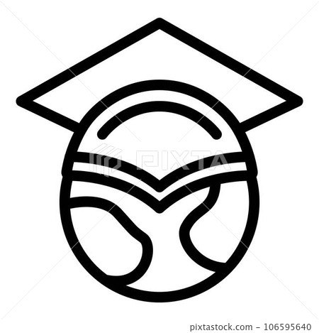 Global graduated hat icon. Outline global graduated hat vector icon for web design isolated on white background 106595640
