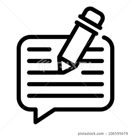 Chat writing icon. Outline chat writing vector icon for web design isolated on white background Chat writing icon. Outline chat writing vector icon for web design isolated on white background 106595679