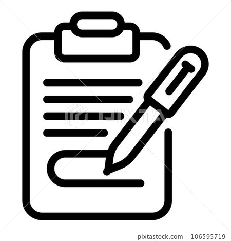 Clipboard writing icon. Outline clipboard writing vector icon for web design isolated on white background 106595719