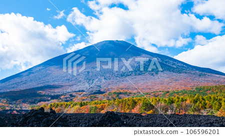 Yakehashiri lava flow and Mt. Iwate (autumn) 106596201
