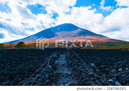 Yakehashiri lava flow and Mt. Iwate (autumn) 106596265