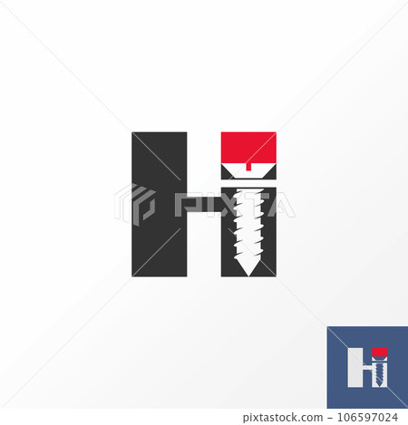 Logo design graphic concept creative abstract premium vector stock letter initial H or HI font with screw inside. Related to home property carpenter Logo design graphic concept creative abstract premium vector stock letter initial H or HI font with screw inside. Related to home property carpenter 106597024
