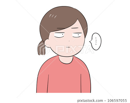 A young woman in plain clothes (upper body) looking silently and expressionlessly A young woman in plain clothes (upper body) looking silently and expressionlessly 106597055