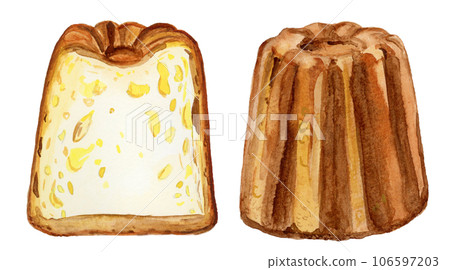 手繪水彩美味 canelé 插圖 手繪水彩美味 canelé 插圖 106597203