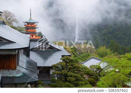 Mist Nachi Falls and three-storied pagoda 3 Mist Nachi Falls and three-storied pagoda 3 106597402