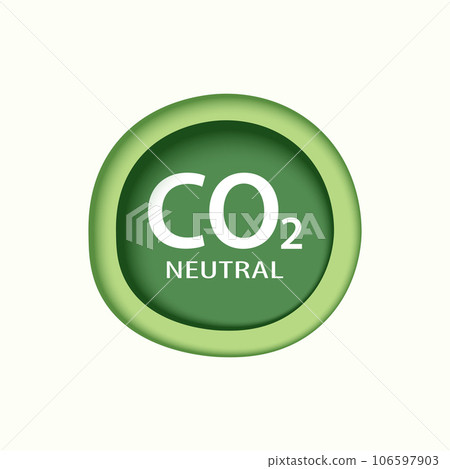 co2 neutral, Zero carbon emission, green paper cut emblem design. Vector illustration. co2 neutral, Zero carbon emission, green paper cut emblem design. Vector illustration. 106597903
