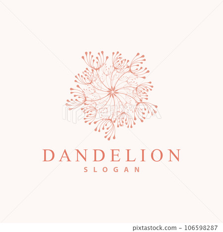 Dandelion Flower Logo Design Simple Vector Minimalist Symbol Template 106598287