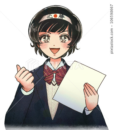 一名學生戴著頭帶幫助學習入學考試的插圖 106598667