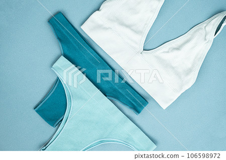 Casual lady lingerie set. Monochrome females underwear layout. Casual lady lingerie set. Monochrome females underwear layout. 106598972